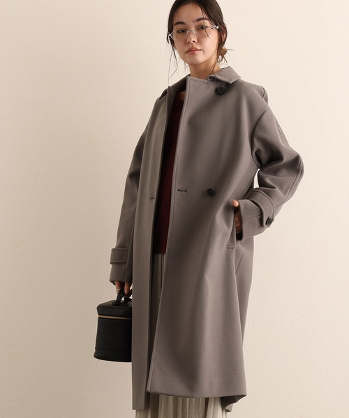 ElegChic(エレグシック)の「フェイクウールコート(ステンカラーコート・レディース・ブラック/グレー・M/L)」の9枚目の写真