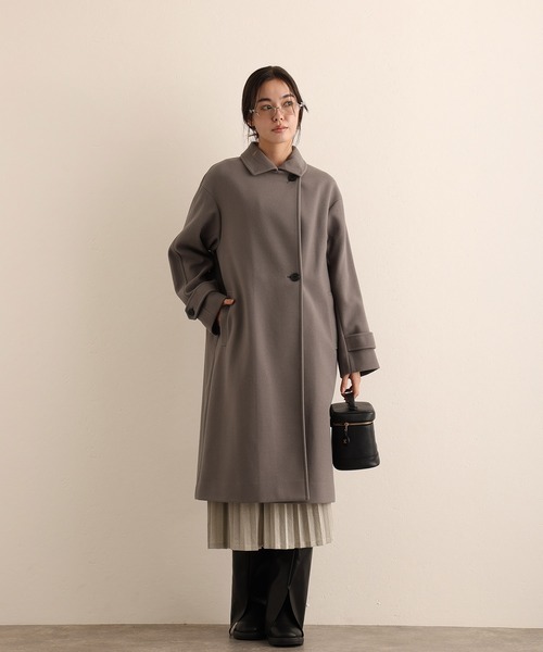 ElegChic(エレグシック)の「フェイクウールコート(ステンカラーコート・レディース・ブラック/グレー・M/L)」の10枚目の写真