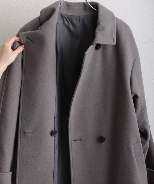 ElegChic(エレグシック)の「フェイクウールコート(ステンカラーコート・レディース・ブラック/グレー・M/L)」の13枚目の写真