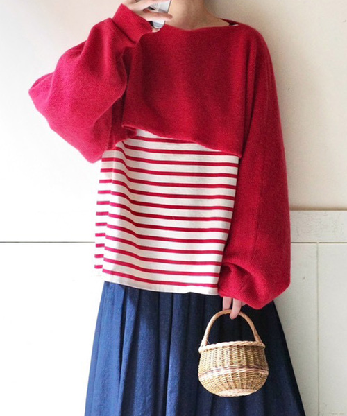 JOURNAL STANDARD LUXE(ジャーナルスタンダード ラックス)の「モヘヤMIXカタアゼ フリープル(その他トップス・レディース・ブラウン/レッド・FREE)」の2枚目の写真