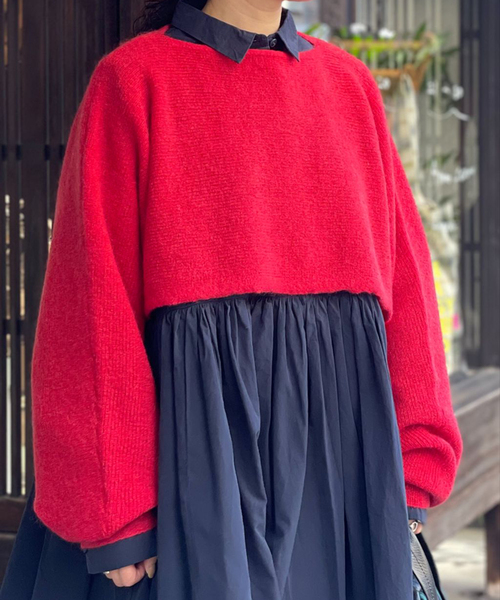 JOURNAL STANDARD LUXE(ジャーナルスタンダード ラックス)の「モヘヤMIXカタアゼ フリープル(その他トップス・レディース・ブラウン/レッド・FREE)」の8枚目の写真