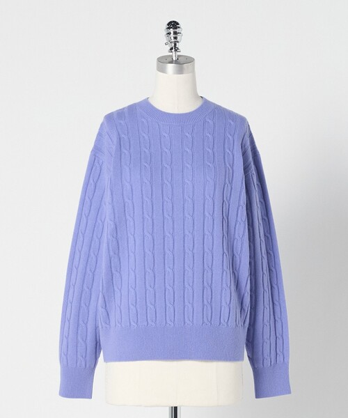 LOEFF(ロエフ)の「<LOEFF>カシミヤ ケーブル ニット(ニット/セーター・レディース・ライム/ライトグレー/パープル・FREE)」の3枚目の写真