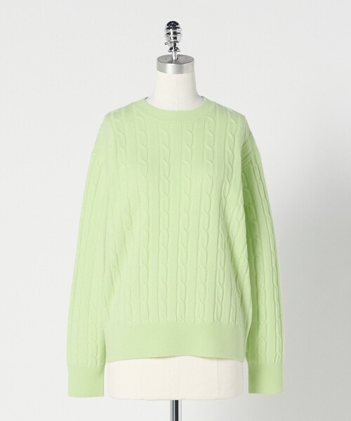 LOEFF(ロエフ)の「<LOEFF>カシミヤ ケーブル ニット(ニット/セーター・レディース・ライム/ライトグレー/パープル・FREE)」の1枚目の写真