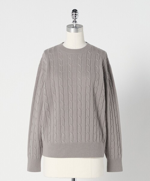 LOEFF(ロエフ)の「<LOEFF>カシミヤ ケーブル ニット(ニット/セーター・レディース・ライム/ライトグレー/パープル・FREE)」の2枚目の写真
