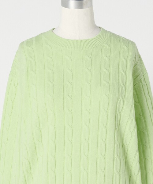 LOEFF(ロエフ)の「<LOEFF>カシミヤ ケーブル ニット(ニット/セーター・レディース・ライム/ライトグレー/パープル・FREE)」の7枚目の写真
