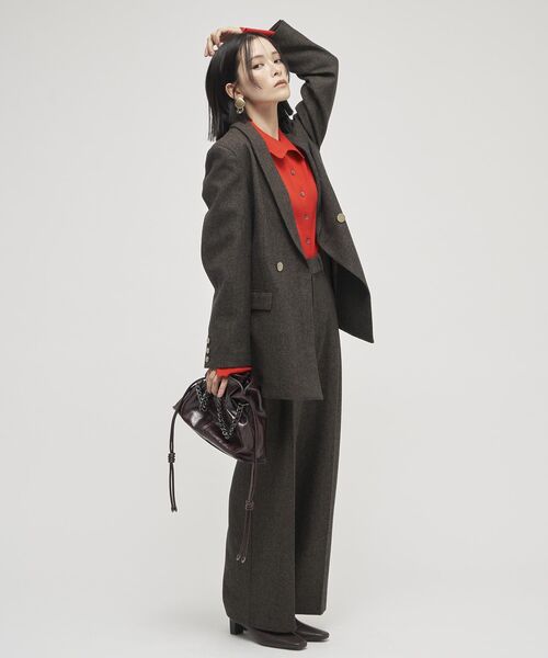 YECCA VECCA(イェッカヴェッカ)の「【尾崎紗代子×YECCA VECCA】ツイードテーラードジャケット(テーラードジャケット・レディース・ブラウン/チャコールグレー・FREE)」の4枚目の写真