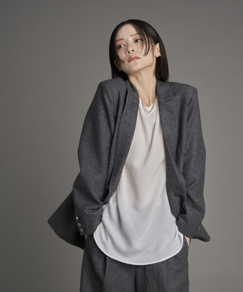 YECCA VECCA(イェッカヴェッカ)の「【尾崎紗代子×YECCA VECCA】ツイードテーラードジャケット(テーラードジャケット・レディース・ブラウン/チャコールグレー・FREE)」の8枚目の写真