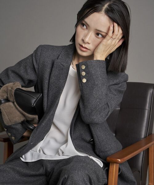 YECCA VECCA(イェッカヴェッカ)の「【尾崎紗代子×YECCA VECCA】ツイードテーラードジャケット(テーラードジャケット・レディース・ブラウン/チャコールグレー・FREE)」の17枚目の写真