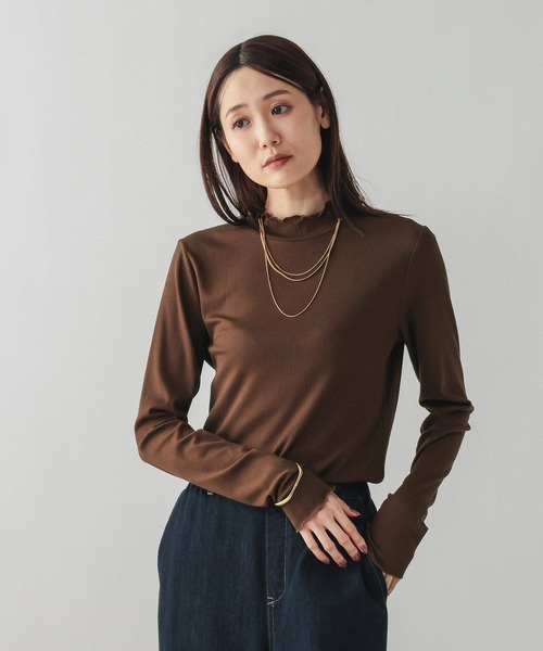 GLOBAL WORK(グローバルワーク)の「Fffit エフィット/メローリブハイネック長袖/612375(Tシャツ/カットソー・レディース・ホワイト/ブラウン系その他6/ブラック・SMALL/LARGE/MEDIUM/X-LARGE)」の3枚目の写真