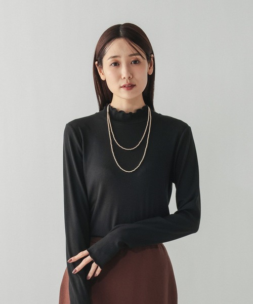GLOBAL WORK(グローバルワーク)の「Fffit エフィット/メローリブハイネック長袖/612375(Tシャツ/カットソー・レディース・ホワイト/ブラウン系その他6/ブラック・SMALL/LARGE/MEDIUM/X-LARGE)」の2枚目の写真