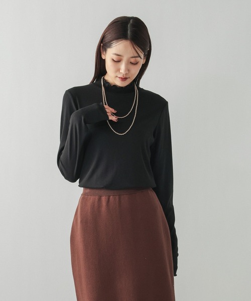 GLOBAL WORK(グローバルワーク)の「Fffit エフィット/メローリブハイネック長袖/612375(Tシャツ/カットソー・レディース・ホワイト/ブラウン系その他6/ブラック・SMALL/LARGE/MEDIUM/X-LARGE)」の18枚目の写真