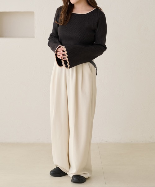 apres jour clair（アプレジュールクレア）の「【apres jour clair】配色杢リブニット（ニット/セーター・レディース・グリーン/ブラウン系その他/アイボリー・X-LARGE/フリー）」の10枚目の写真