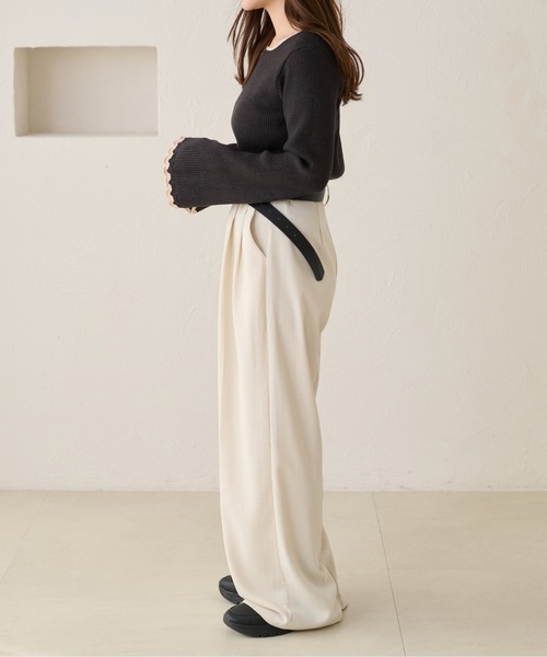 apres jour clair（アプレジュールクレア）の「【apres jour clair】配色杢リブニット（ニット/セーター・レディース・グリーン/ブラウン系その他/アイボリー・X-LARGE/フリー）」の9枚目の写真