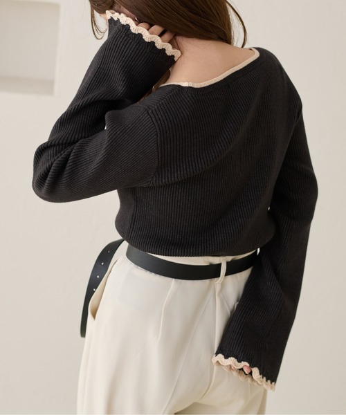 apres jour clair（アプレジュールクレア）の「【apres jour clair】配色杢リブニット（ニット/セーター・レディース・グリーン/ブラウン系その他/アイボリー・X-LARGE/フリー）」の17枚目の写真