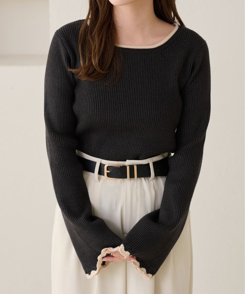 apres jour clair（アプレジュールクレア）の「【apres jour clair】配色杢リブニット（ニット/セーター・レディース・グリーン/ブラウン系その他/アイボリー・X-LARGE/フリー）」の20枚目の写真