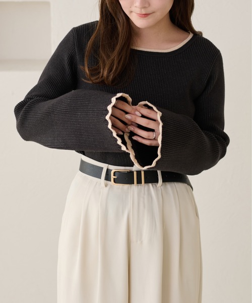 apres jour clair（アプレジュールクレア）の「【apres jour clair】配色杢リブニット（ニット/セーター・レディース・グリーン/ブラウン系その他/アイボリー・X-LARGE/フリー）」の19枚目の写真