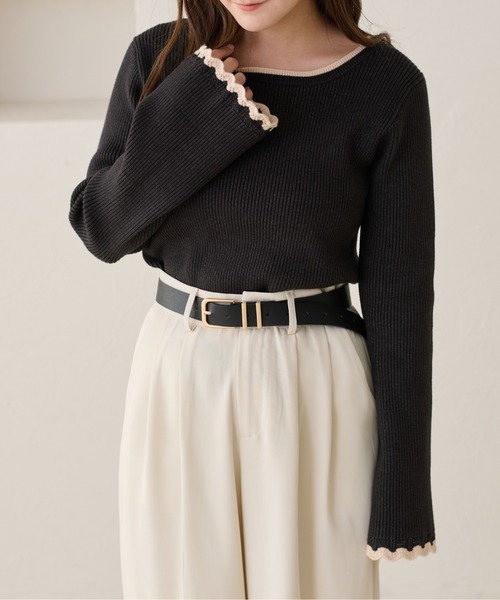 apres jour clair（アプレジュールクレア）の「【apres jour clair】配色杢リブニット（ニット/セーター・レディース・グリーン/ブラウン系その他/アイボリー・X-LARGE/フリー）」の15枚目の写真