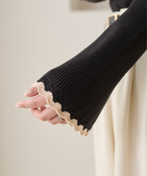 apres jour clair（アプレジュールクレア）の「【apres jour clair】配色杢リブニット（ニット/セーター・レディース・グリーン/ブラウン系その他/アイボリー・X-LARGE/フリー）」の14枚目の写真