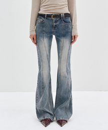 Curved Slim Low Rise Flared Jeans DCWPT011BLUE