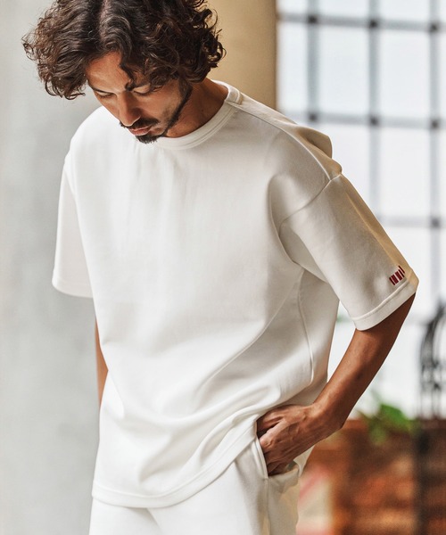 felkod（フィルコッド）の「mt10140-Barcode Embroidery Cardboard Knit Tee Tシャツ(F26S220)（Tシャツ/カットソー・メンズ・ホワイト/ブラック/グリーン・S/M/L/XL）」の5枚目の写真