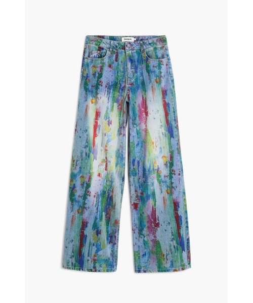 Desigual(デシグアル)の「アーティカラフルプリント ワイド デニムパンツ(デニムパンツ・レディース・ブルー・34/36/38/40/42/44)」の1枚目の写真