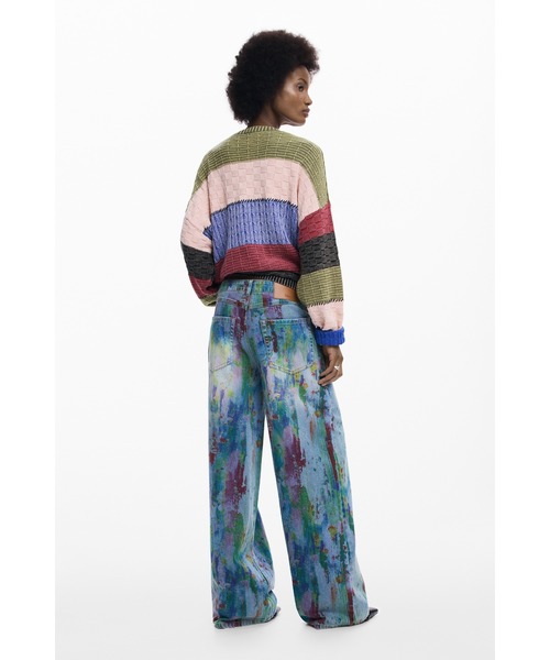 Desigual(デシグアル)の「アーティカラフルプリント ワイド デニムパンツ(デニムパンツ・レディース・ブルー・34/36/38/40/42/44)」の2枚目の写真