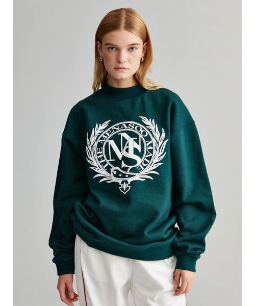 MENASOO(ミナス)の「UNISEX HERITAGE EMBLEM MOCK-NECK SWEATSHIRT GREEN(スウェット・レディース・その他・FREE)」の9枚目の写真