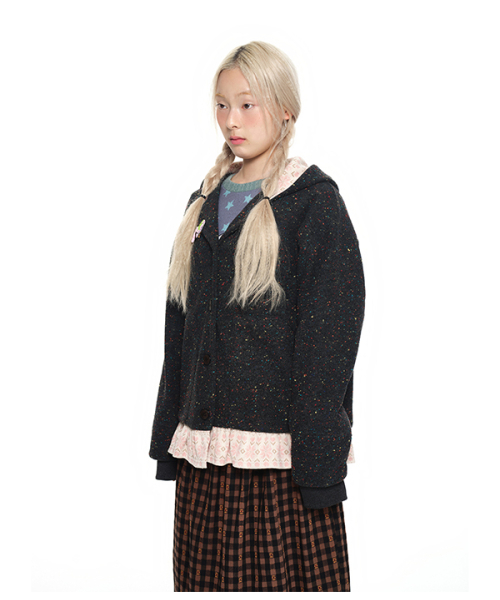youthbath（ユースバース）の「Button-Up Hooded Jumper_charcoal（その他アウター・レディース・その他・SMALL/MEDIUM）」の2枚目の写真
