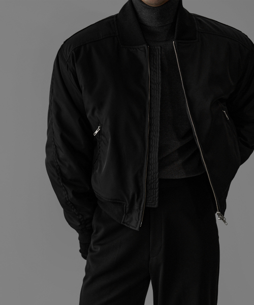 クロップヘビーMA-1ダウンジャケット[ブラック]