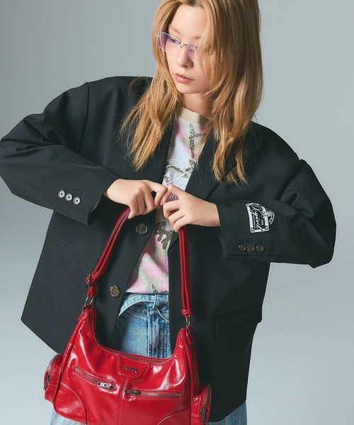 X-girl（エックスガール）の「FACE LABEL TAILORED JACKET（テーラードジャケット・レディース・ブラウン/ブラック・S/M）」の5枚目の写真