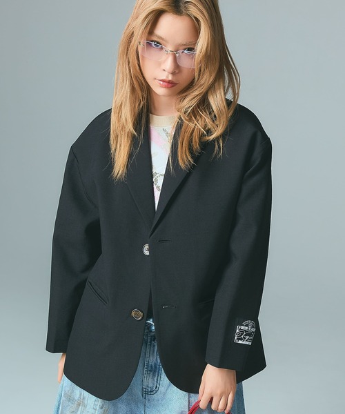 X-girl（エックスガール）の「FACE LABEL TAILORED JACKET（テーラードジャケット・レディース・ブラウン/ブラック・S/M）」の7枚目の写真
