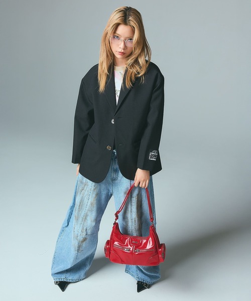 X-girl（エックスガール）の「FACE LABEL TAILORED JACKET（テーラードジャケット・レディース・ブラウン/ブラック・S/M）」の8枚目の写真