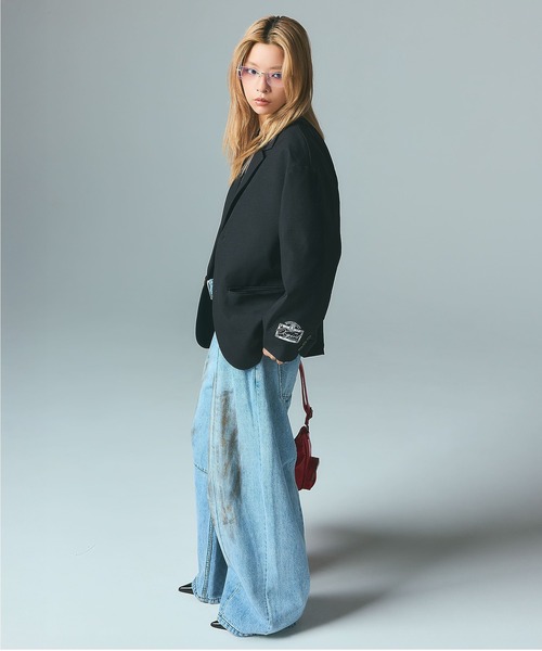 X-girl（エックスガール）の「FACE LABEL TAILORED JACKET（テーラードジャケット・レディース・ブラウン/ブラック・S/M）」の9枚目の写真