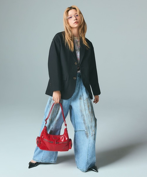 X-girl（エックスガール）の「FACE LABEL TAILORED JACKET（テーラードジャケット・レディース・ブラウン/ブラック・S/M）」の10枚目の写真