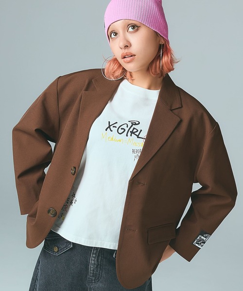 X-girl（エックスガール）の「FACE LABEL TAILORED JACKET（テーラードジャケット・レディース・ブラウン/ブラック・S/M）」の12枚目の写真