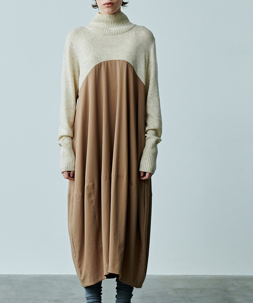 kha:ki(カーキ)の「「KHA:KI / カーキ」OVAL SWITCH KNIT DRESS(ワンピース・レディース・オフホワイト・1/2)」の2枚目の写真