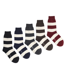 YARNWORKS（ヤーンワークス）の「[Basic Color 5 Pack]WORK RUGBY Wide Stripe Socks（ソックス/靴下）」