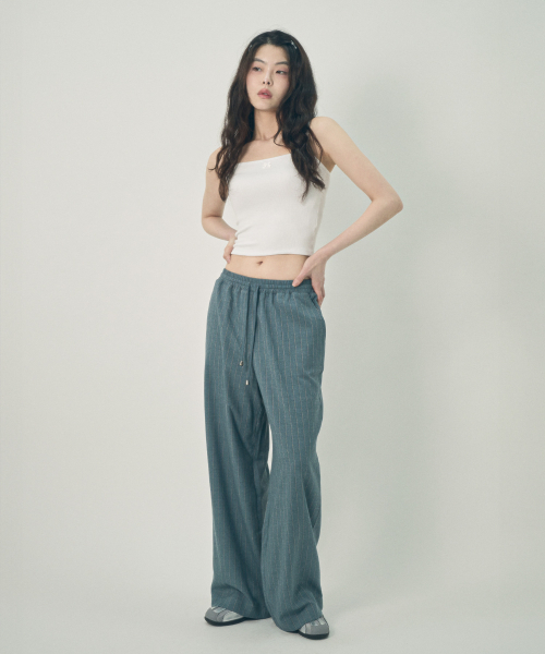 MIHEV(ミヘブ)の「カジュアルストライプワイドスラックスブルー(スラックス・レディース・その他・MEDIUM/LARGE)」の2枚目の写真