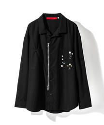 CORD（コード）の「Decorative Button Zipper Shirt_BK（シャツ/ブラウス）」