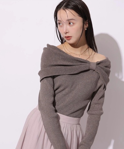 Mystrada(マイストラーダ)の「ビッグリボンニット(ニット/セーター・レディース・ベージュ系その他/ピンクベージュ/ブラック/モカ・38)」の5枚目の写真