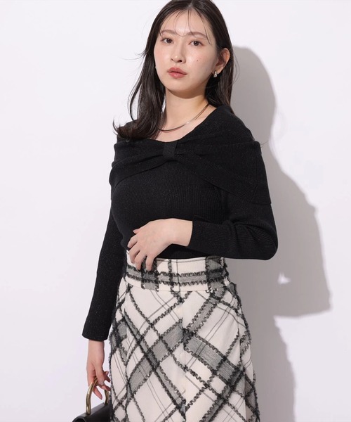 Mystrada(マイストラーダ)の「ビッグリボンニット(ニット/セーター・レディース・ベージュ系その他/ピンクベージュ/ブラック/モカ・38)」の6枚目の写真