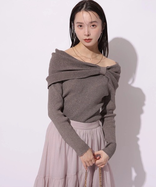 Mystrada(マイストラーダ)の「ビッグリボンニット(ニット/セーター・レディース・ベージュ系その他/ピンクベージュ/ブラック/モカ・38)」の12枚目の写真