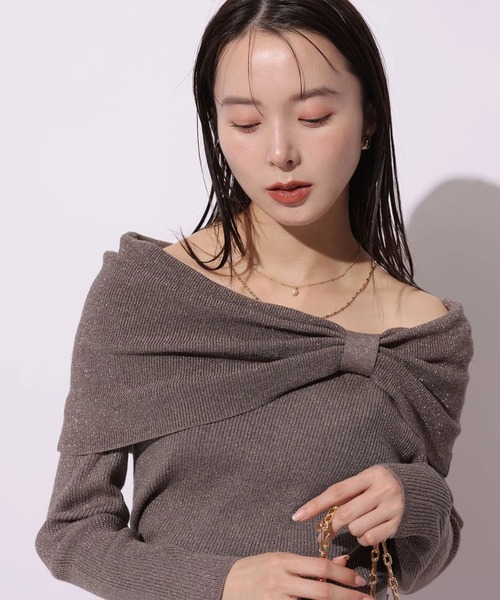 Mystrada(マイストラーダ)の「ビッグリボンニット(ニット/セーター・レディース・ベージュ系その他/ピンクベージュ/ブラック/モカ・38)」の13枚目の写真