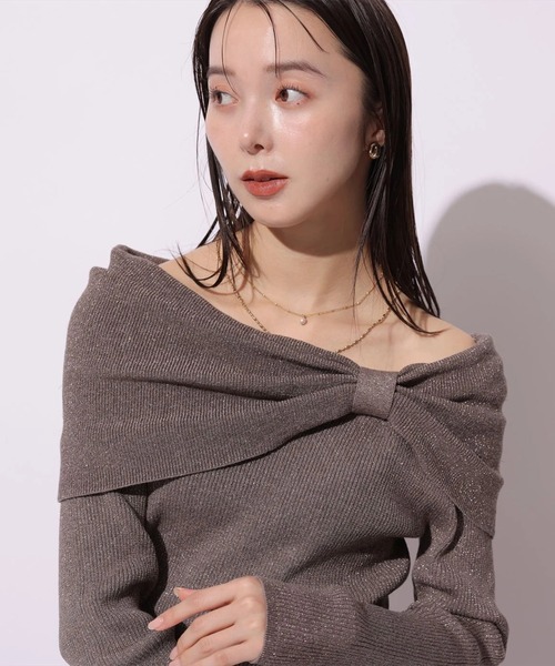 Mystrada(マイストラーダ)の「ビッグリボンニット(ニット/セーター・レディース・ベージュ系その他/ピンクベージュ/ブラック/モカ・38)」の14枚目の写真