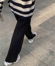 ケーブルニットストレートパンツ