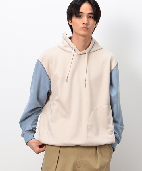 Purple&Yellow(パープルアンドイエロー)の「スエードタッチダンボール プルパーカ(パーカー・メンズ・マスタード/オートミール/ターコイズブルー・L/S/M)」の1枚目の写真