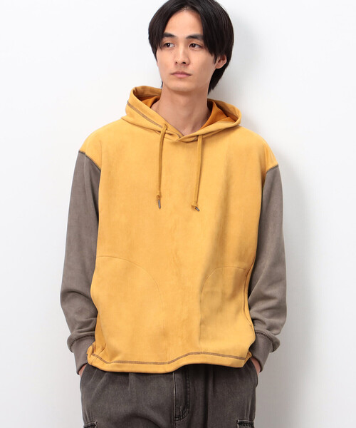 Purple&Yellow(パープルアンドイエロー)の「スエードタッチダンボール プルパーカ(パーカー・メンズ・マスタード/オートミール/ターコイズブルー・L/S/M)」の3枚目の写真