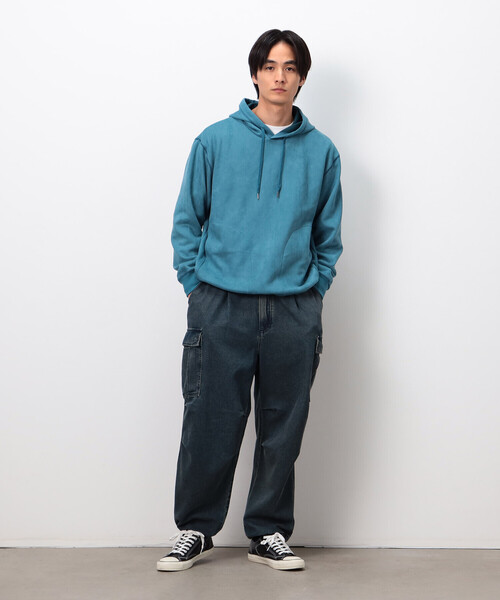 Purple&Yellow(パープルアンドイエロー)の「スエードタッチダンボール プルパーカ(パーカー・メンズ・マスタード/オートミール/ターコイズブルー・L/S/M)」の9枚目の写真