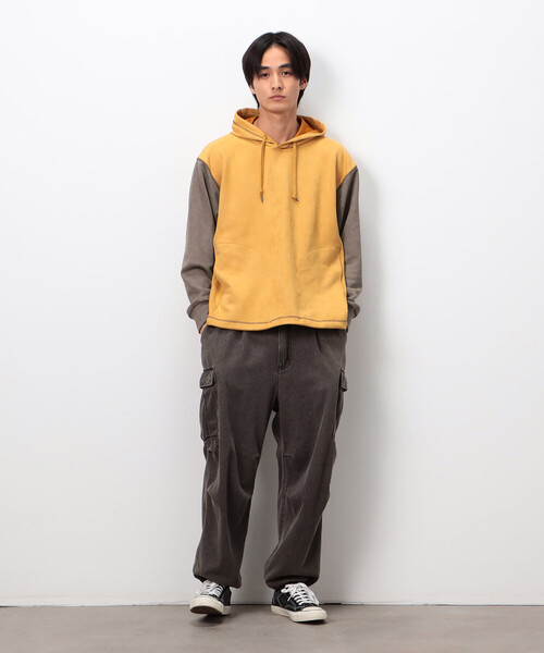 Purple&Yellow(パープルアンドイエロー)の「スエードタッチダンボール プルパーカ(パーカー・メンズ・マスタード/オートミール/ターコイズブルー・L/S/M)」の13枚目の写真