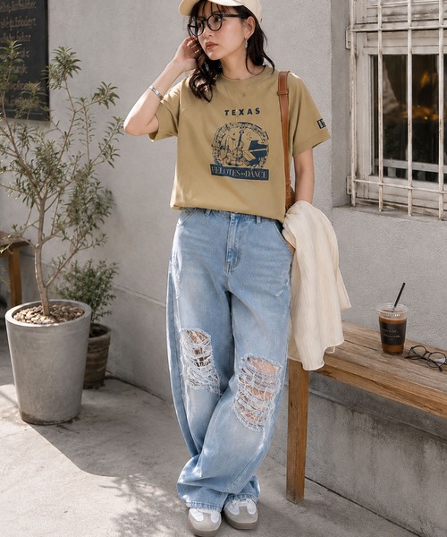Java(ジャバ)の「《JaVa ジャバコラボ》目を奪う、こなれ感。古着デザイン風ミュージックプリントTシャツ(半袖)(Tシャツ/カットソー・レディース・ホワイト/ベージュ/オートミール/ブラック・LARGE/MEDIUM/SMALL/X-LARGE)」の12枚目の写真